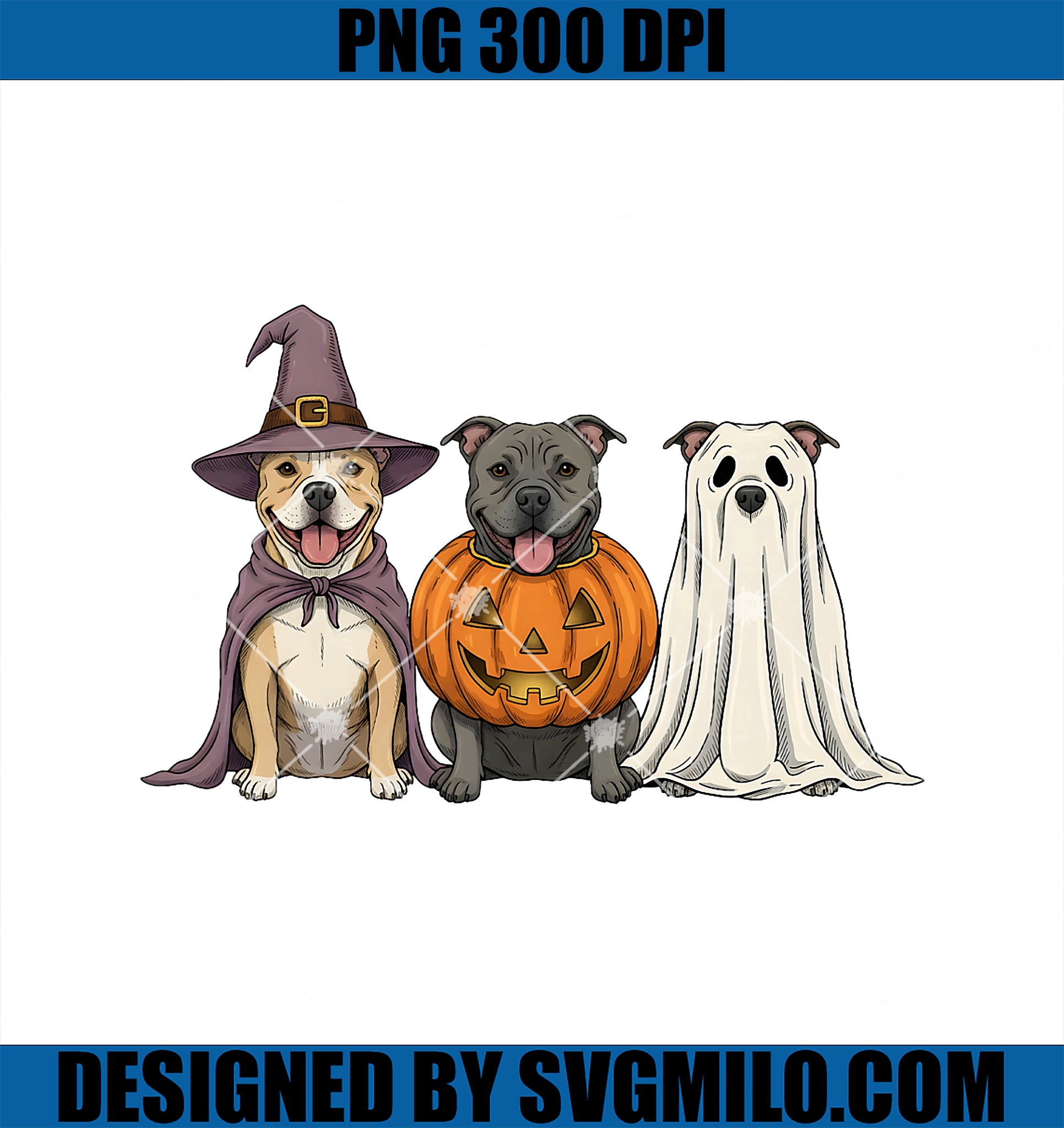 Spooky Ghost Pit Bull Pumpkin PNG, Halloween Pittie Dog Lover PNG