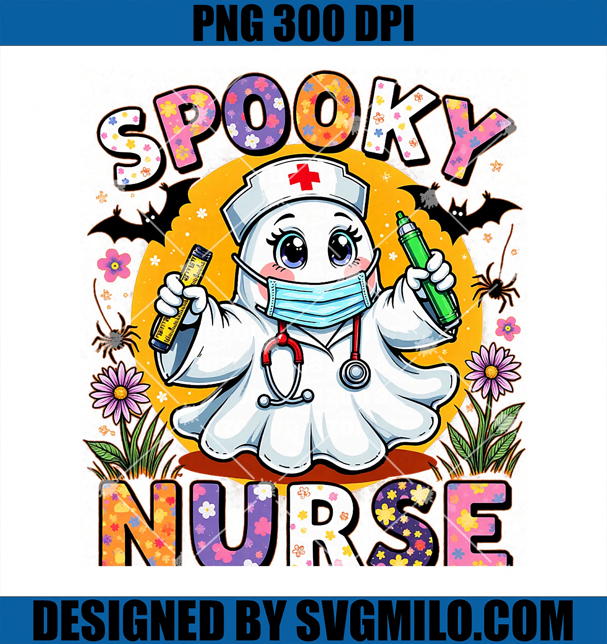 Spooky Nurse Ghost Halloween 2025 Cute PNG, Groovy Nursing Lovers PNG