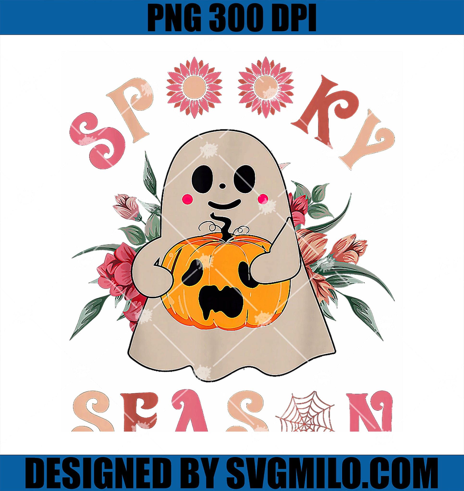 Spooky Season PNG, Ghost Holding Pumpkin Halloween PNG