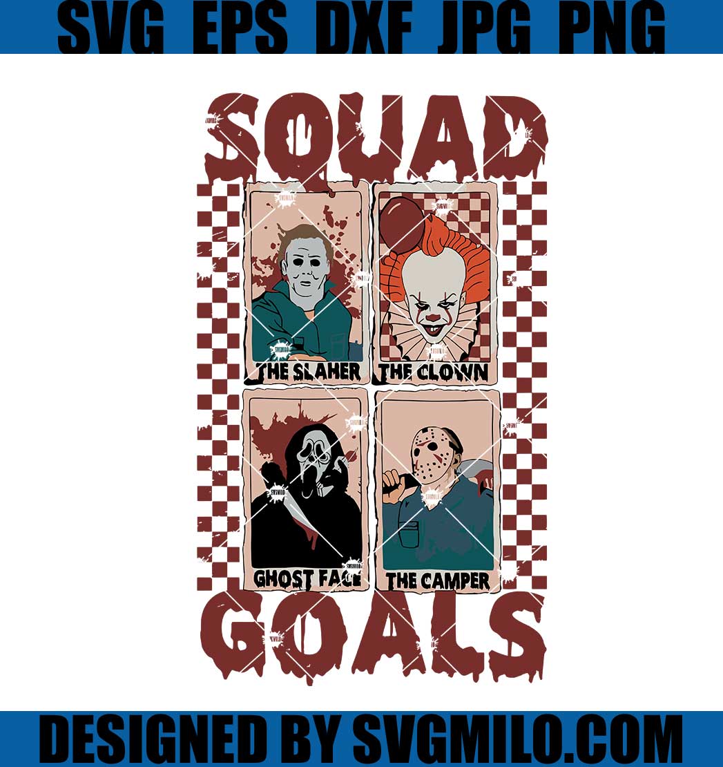 Squad Goals Horror Movie Characters SVG, Trendy Horror PNG, Halloween Tarot Card SVG, Halloween Horror Movie SVG