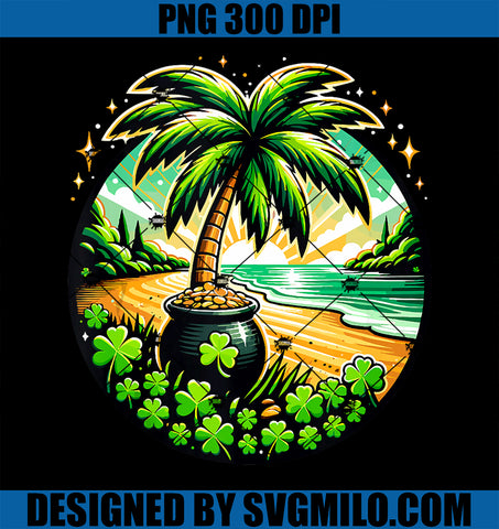 St Patricks Day PNG, Palm Tree Tropical Beach Summer Irish PNG