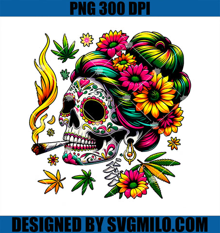 Sugar Skull Stoner Skeleton 420 Cannabis Weed Marijuana PNG