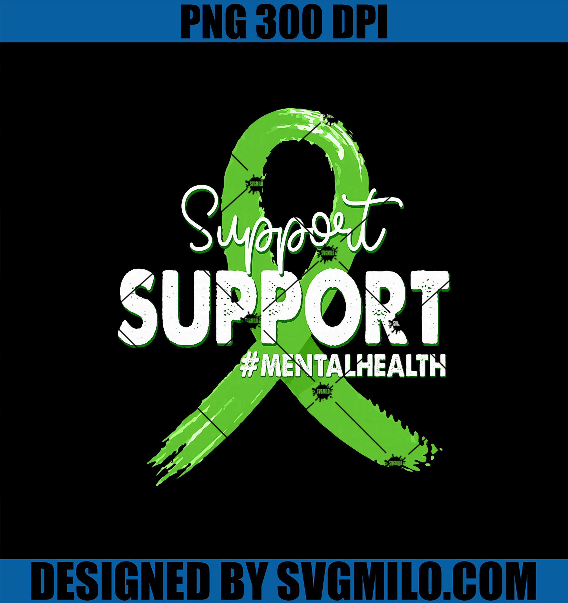 Support Squad PNG, Mental Health Awareness Green Ribbon PNG