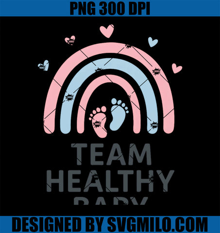 Team Healthy Baby PNG, Gender Reveal Party Cute Tee Pink or Blue PNG