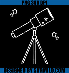 Telescope Line Art Hobby Astronomer Stargazer Observer PNG