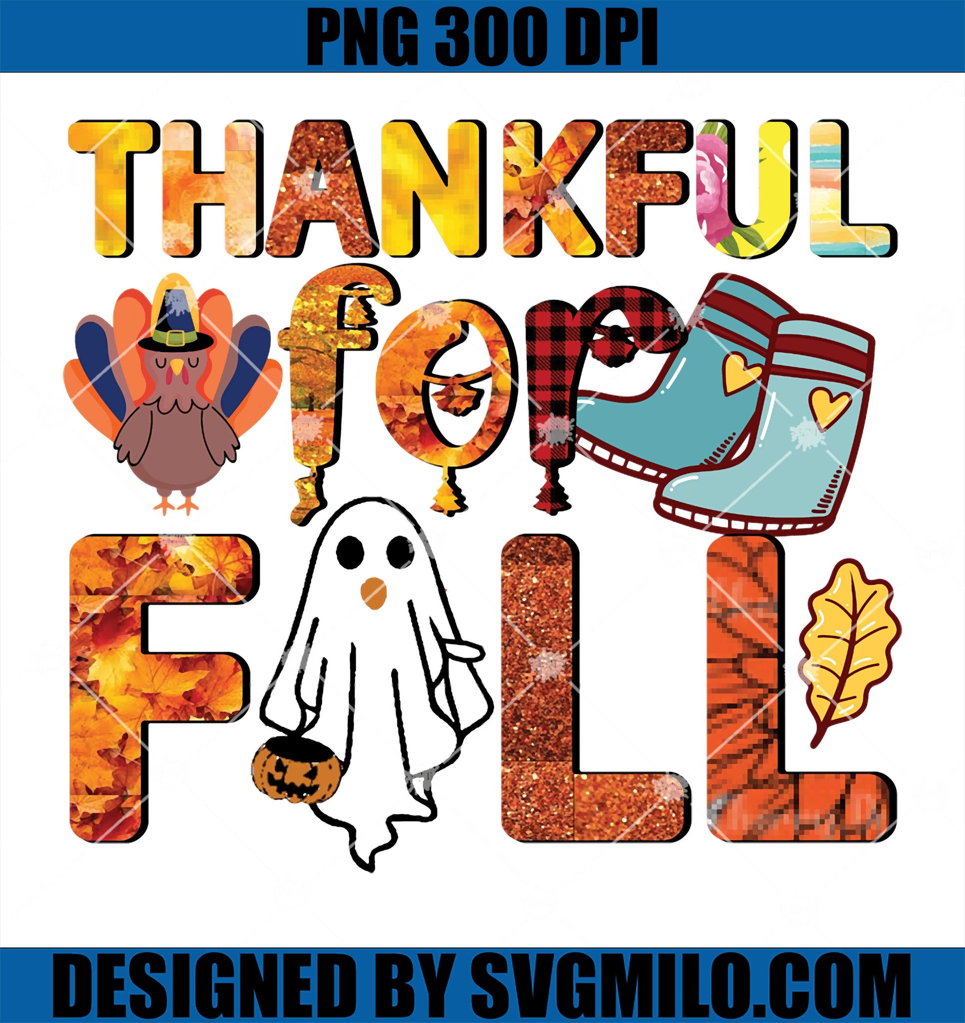 Thanksgiving For Fall PNG, Thankful Autumn Fall PNG, Hallothank PNG