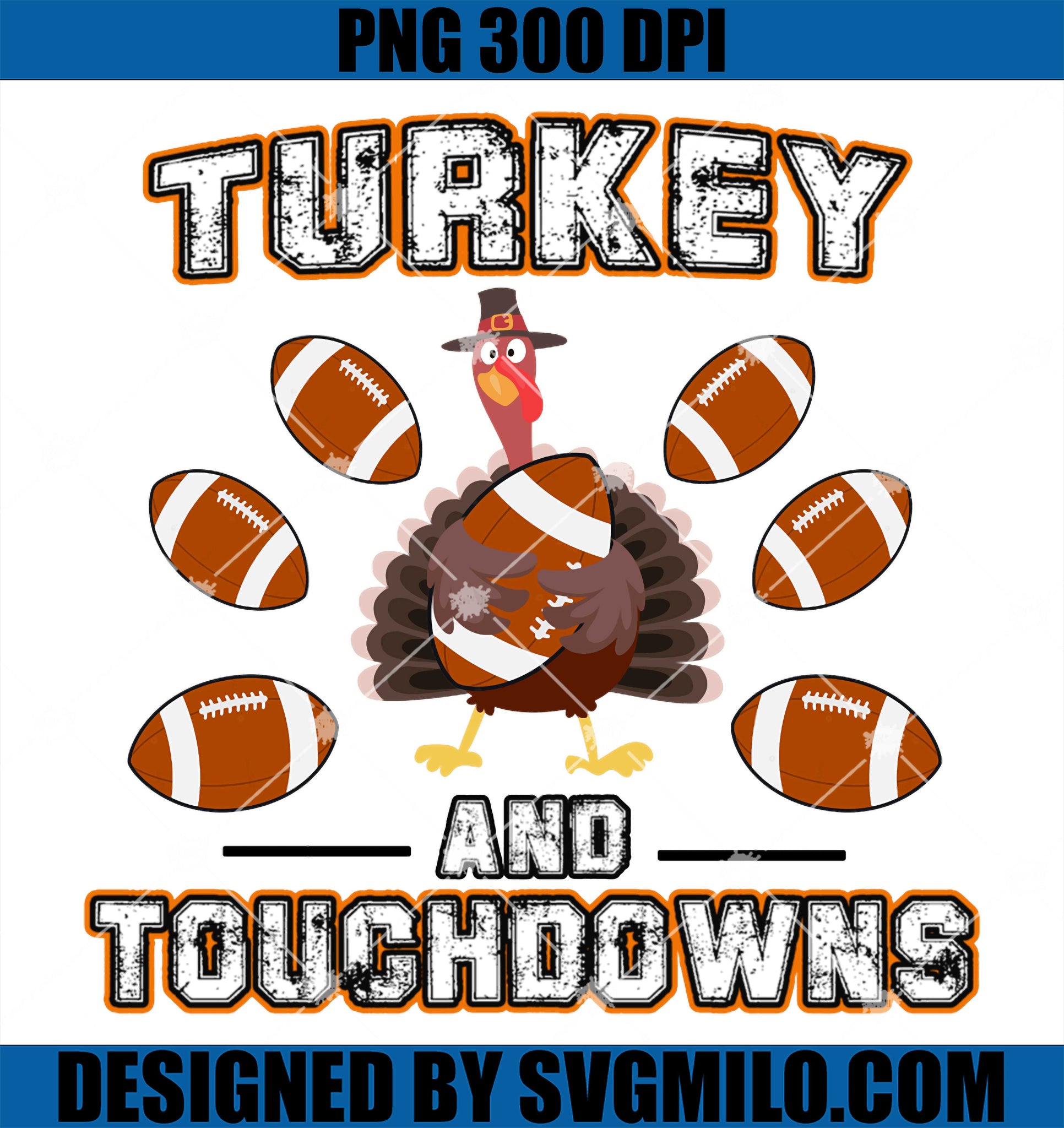 Thanksgiving Turkey And Touchdowns Football PNG, Turkey Football PNG