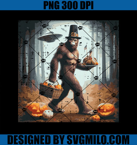 Thanksgiving Bigfoot UFO PNG, Funny Sasquatch Fall PNG