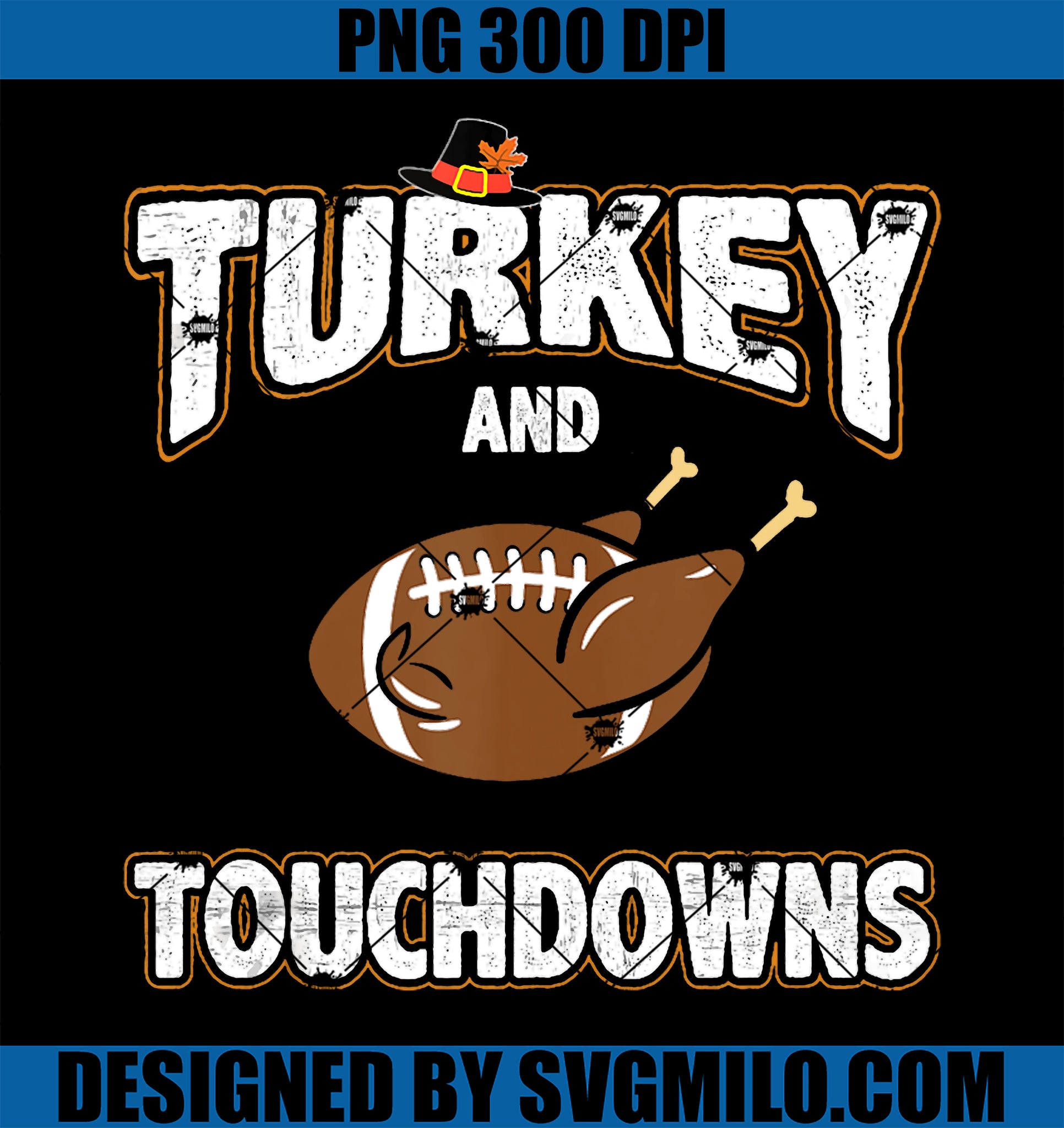 Thanksgiving Turkey And Touchdowns PNG, Football Turkey PNG