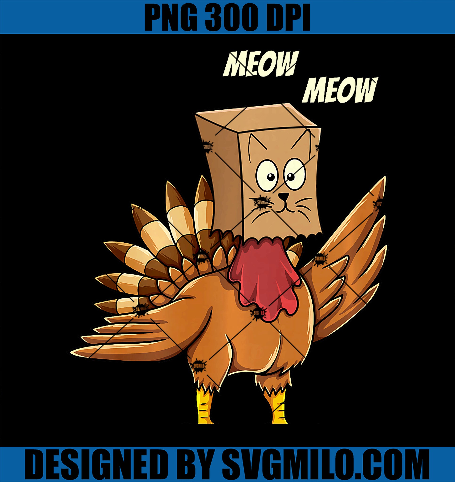 Thanksgiving Turkey Cat Meow PNG, Funny Men Women Thanksgiving Premium PNG