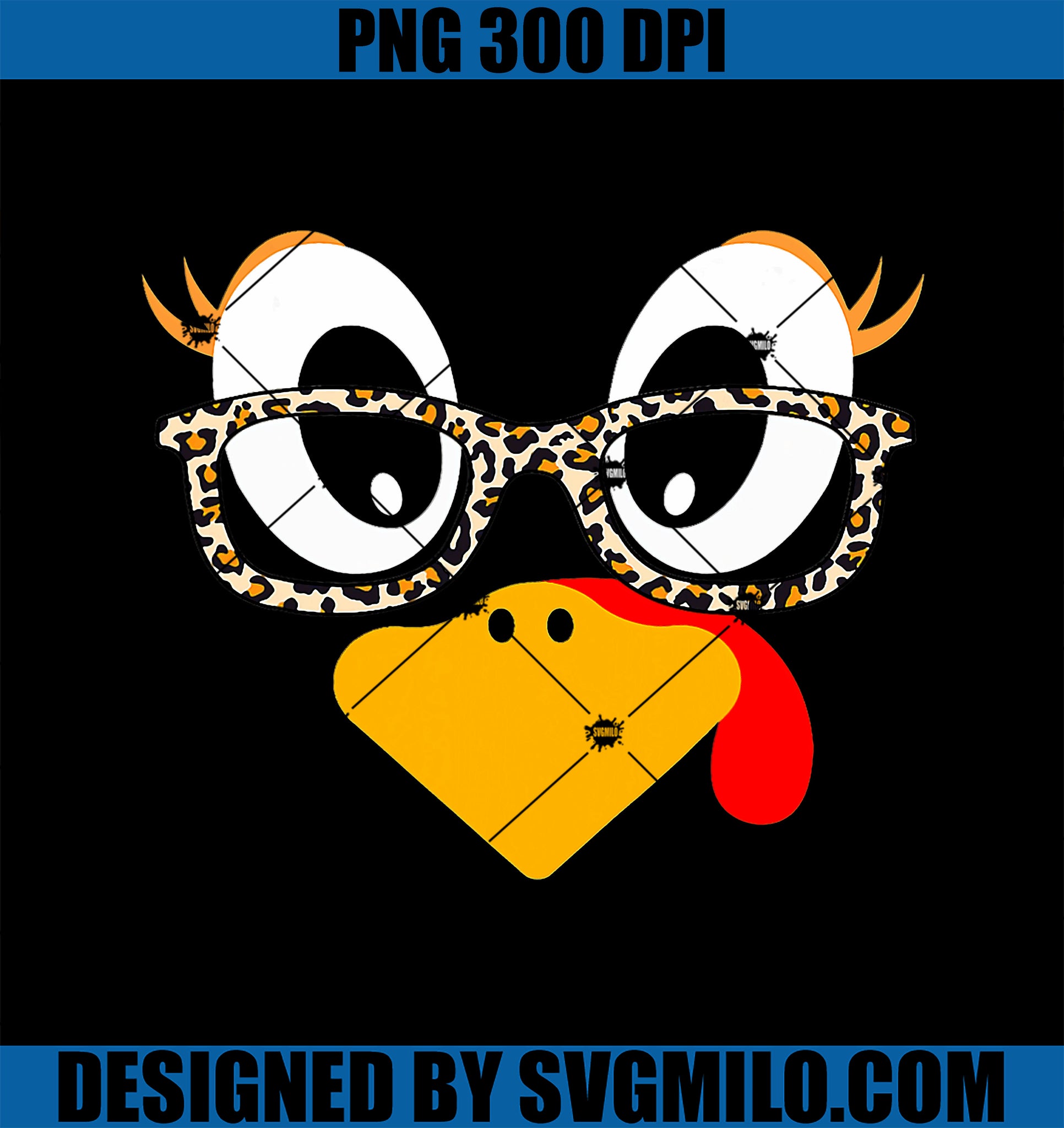 Thanksgiving Turkey Face Leopard Print Glasses PNG