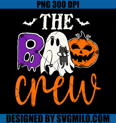 The Boo Crew PNG, Cute Ghost Cat Halloween Pumpkin PNG