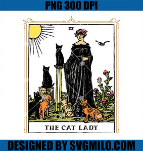 The Cat Lady Tarot Card PNG, Vintage Gothic Cat Women Cat Mom PNG