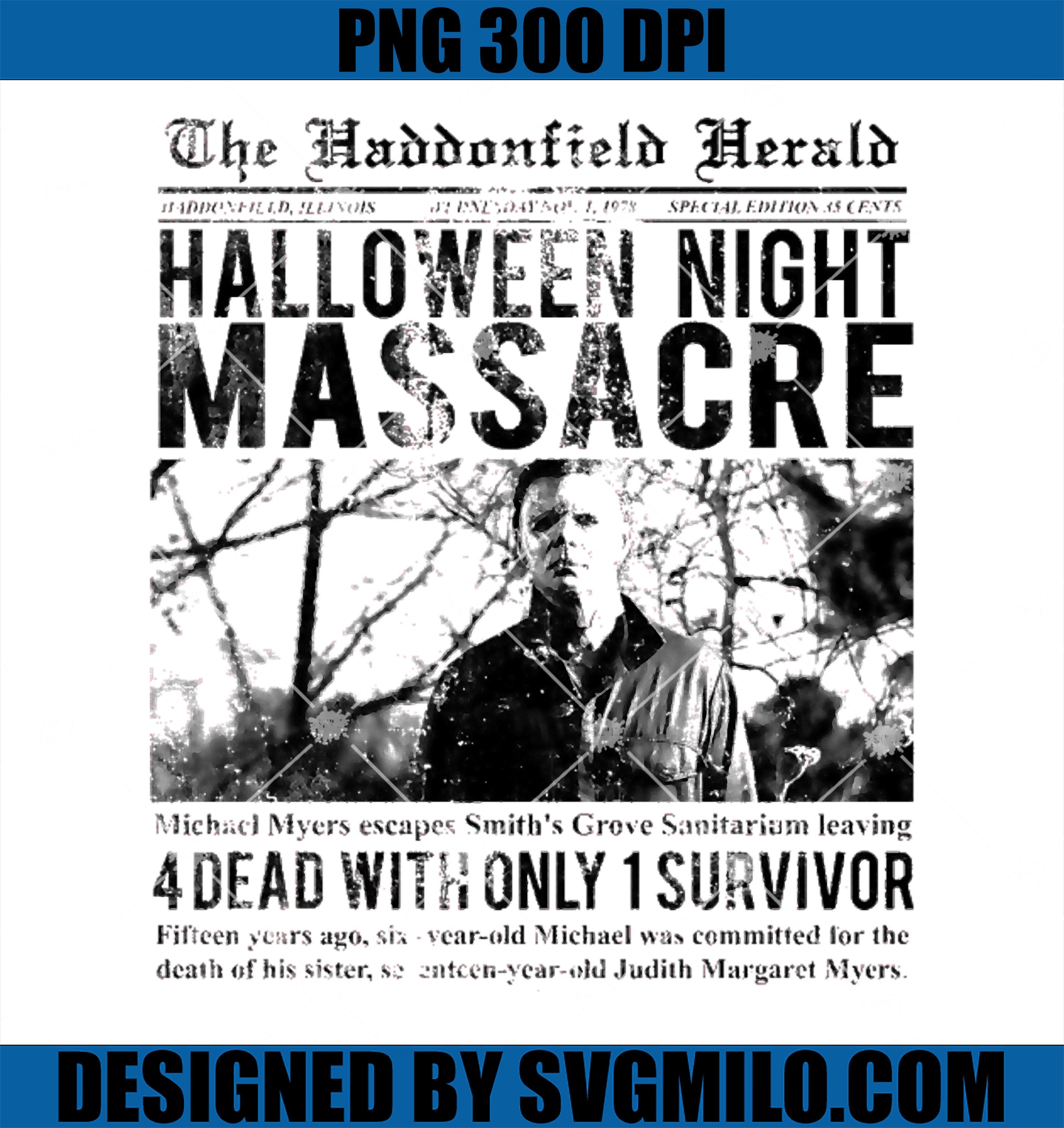 The Haddonfield Herald from Halloween PNG, Jason Halloween Night PNG