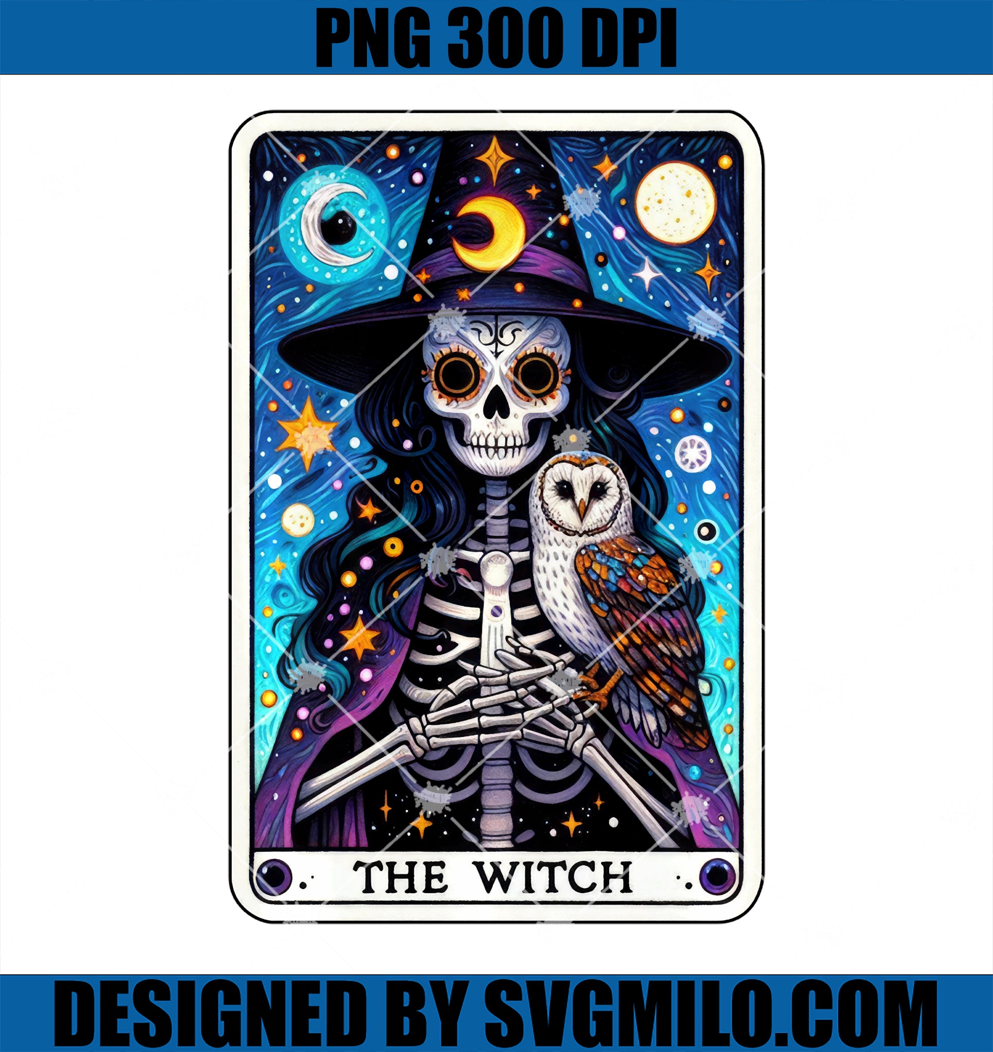 The Witch Skeleton Tarot Card Witches PNG, Funny Halloween PNG