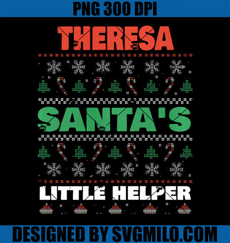 Theresa Santa's Little Helper PNG, Funny Theresa Christmas Name PNG