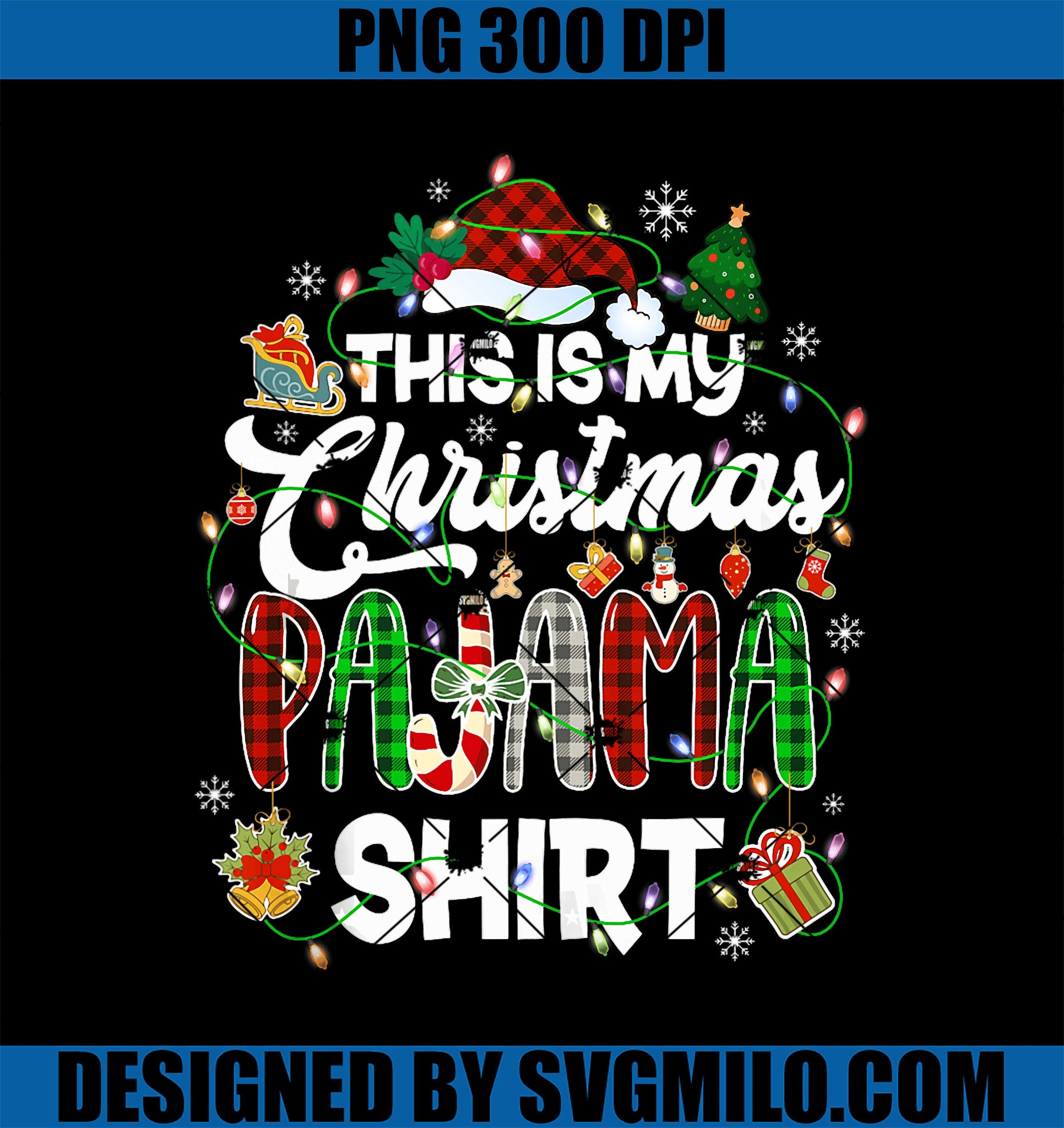 This Is My Christmas Pajama Shirt PNG, Red Plaid Family Christmas PNG