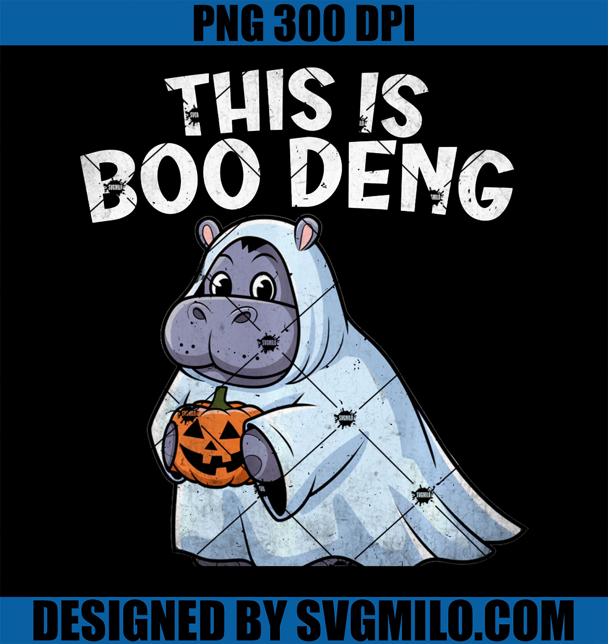 This Is Boo Deng PNG, Moo Deng Funny Hallowee Ghost PNG