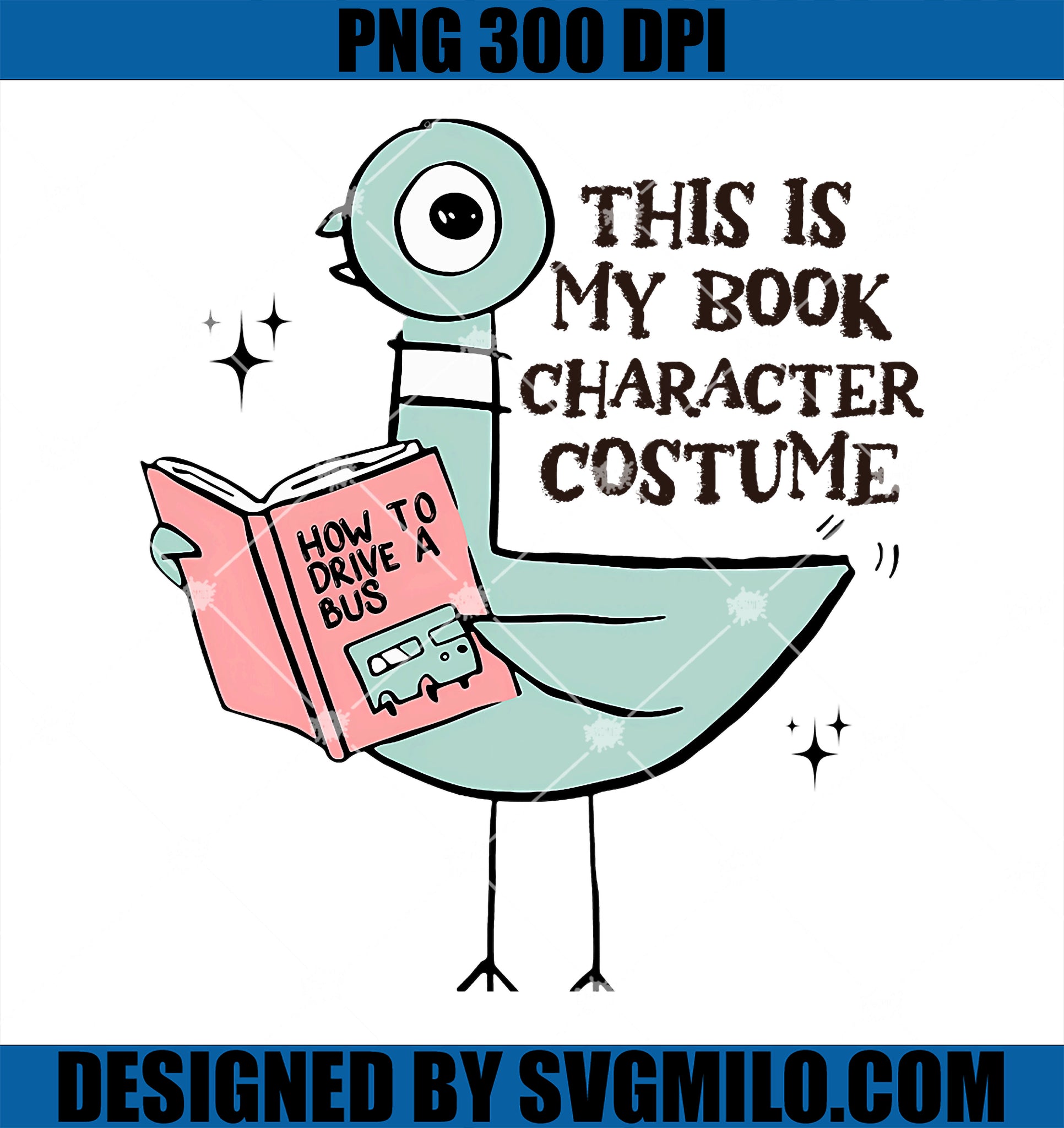 This Is My Book Character Costume PNG, Funny Pigeon Reading PNG