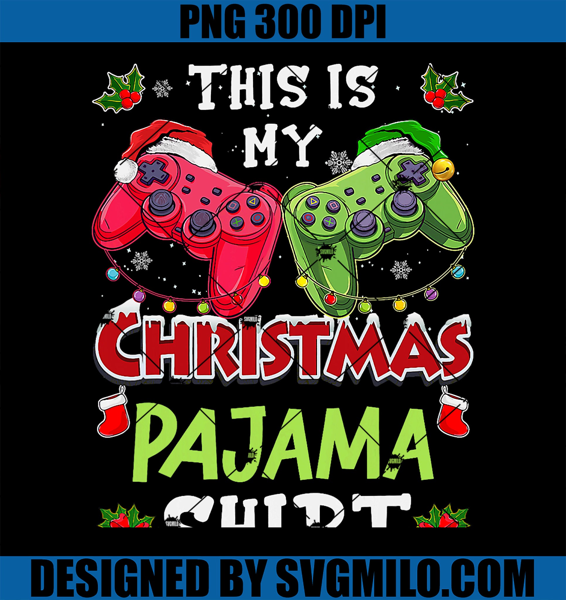 This Is My Christmas Pajama Santa Hat Gamer Video Games PNG