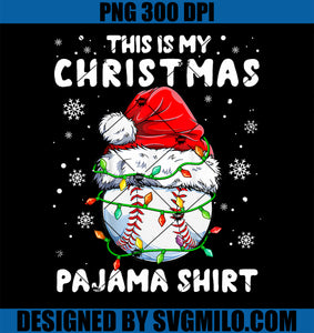 .This Is My Christmas Pajama Shirt Baseball Christmas Lights PNG