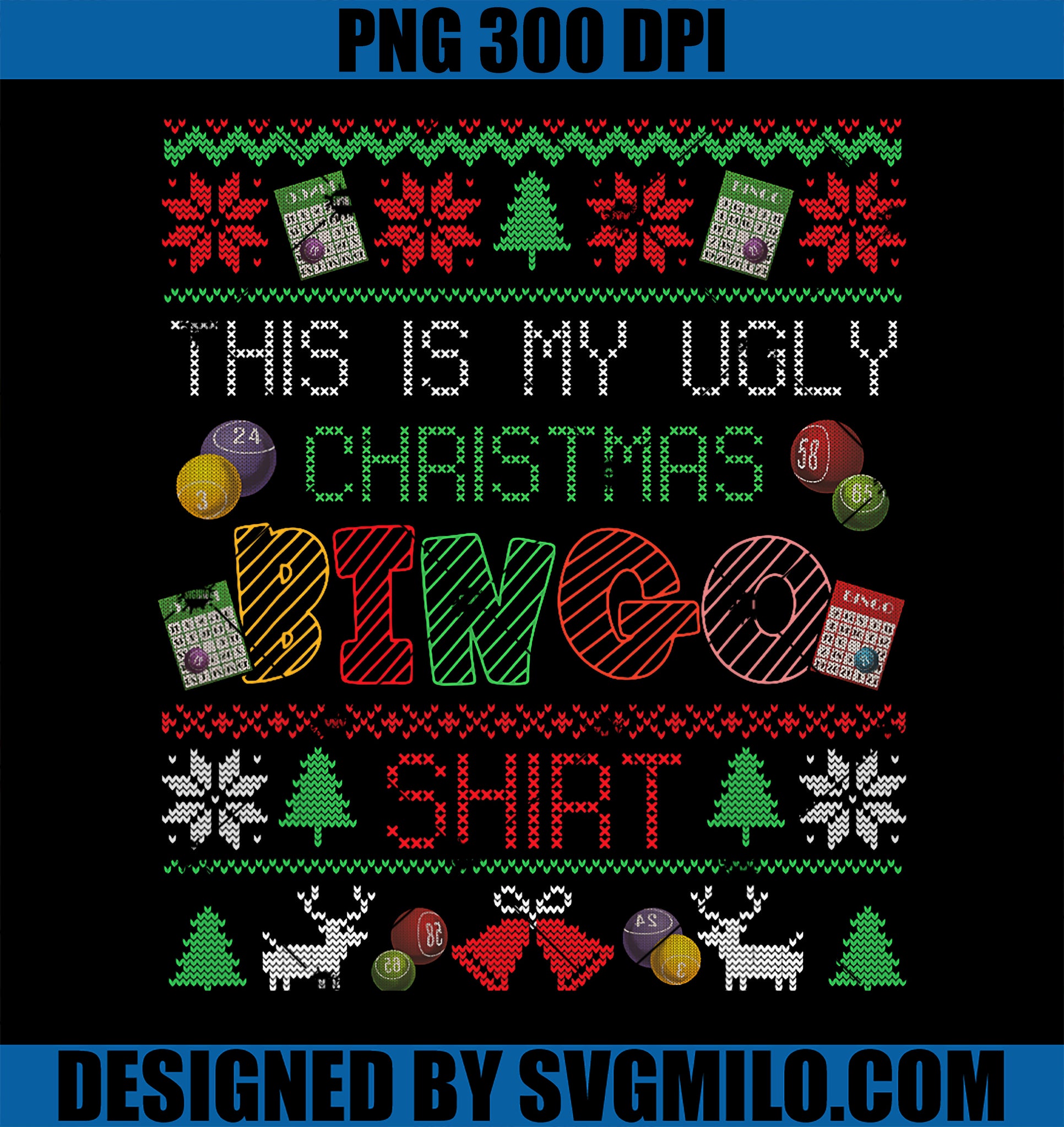 This Is My Ugly Christmas Bingo Shirt Gambling Xmas Game PNG