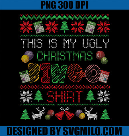 This Is My Ugly Christmas Bingo Shirt Gambling Xmas Game PNG