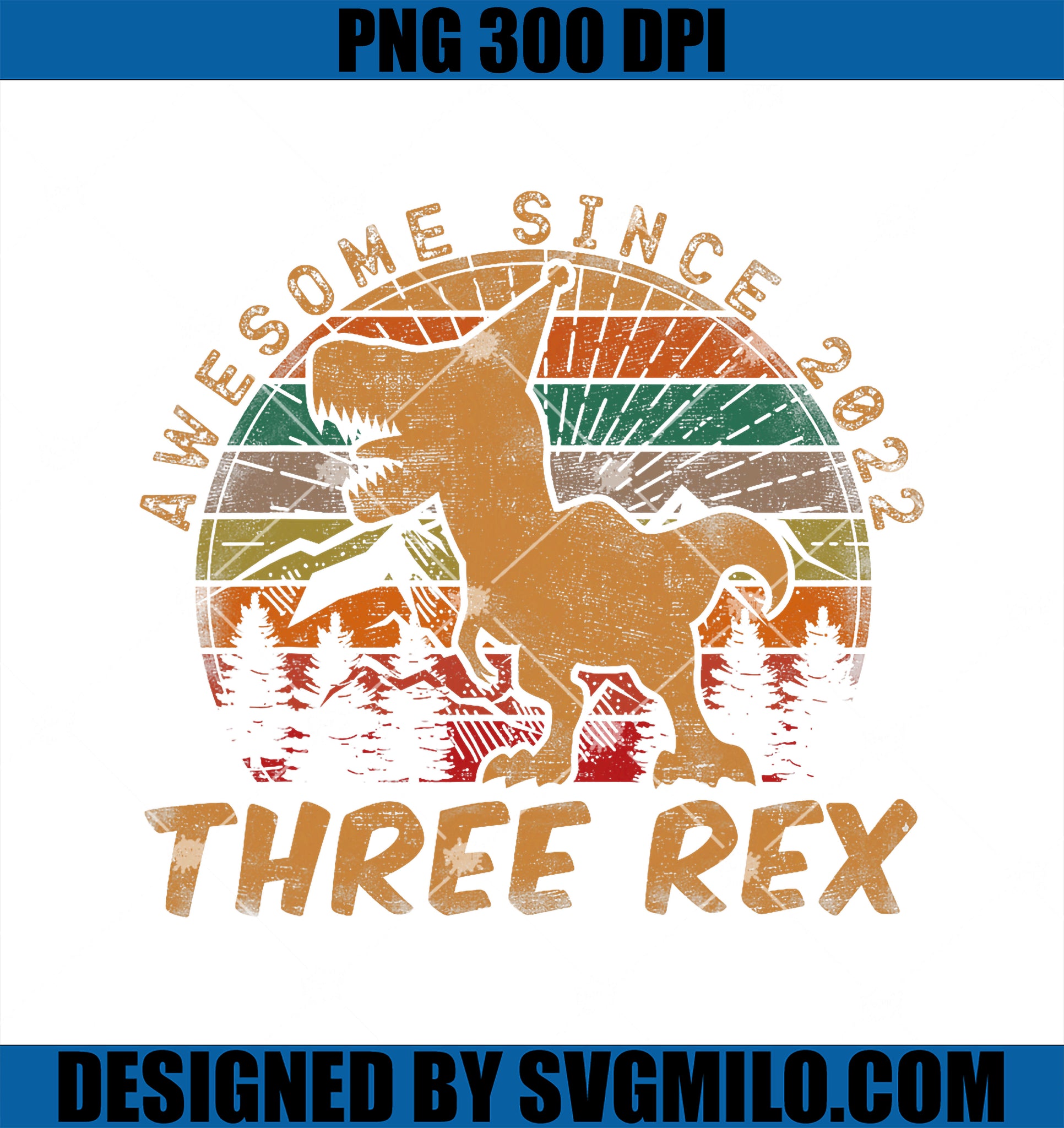 Three Rex 3rd Birthday Gifts PNG, Third Dinosaur 3 Year Old PNG