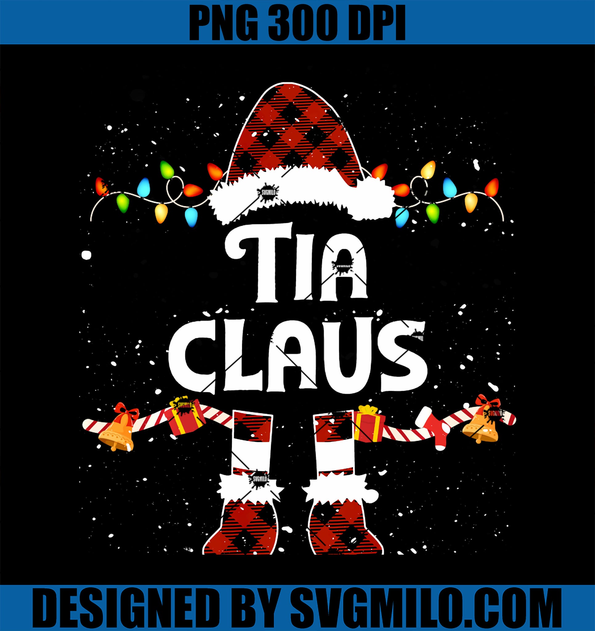 Tia Claus Santa Hat Christmas Lights Decorations PNG