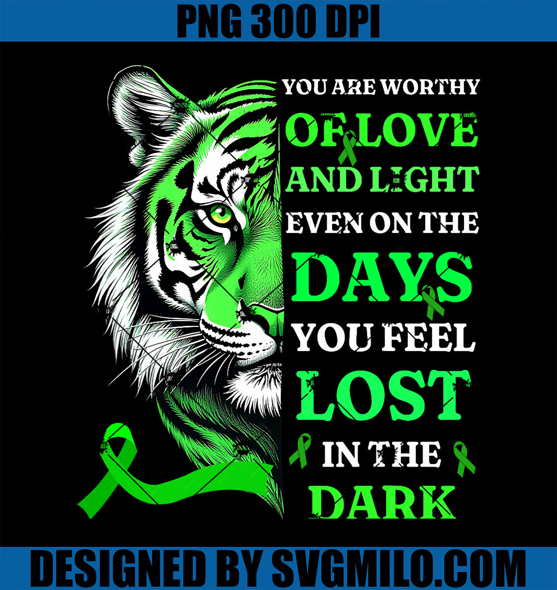 TigerMotivationalGreenRibbonPNG_MentalHealthAwarenessPNGcopy_1200x1200 ...