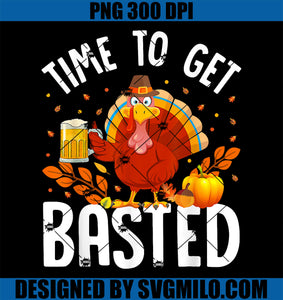 Time To Get Basted PNG, Turkey Beer Pumpkin Autumn Thanksgiving PNG