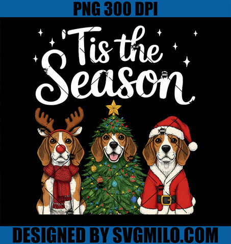 Tis The Season PNG, Beagle Christmas Santa Dog Lover PNG