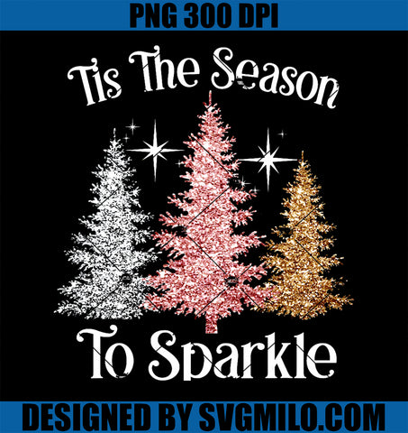 Tis The Season To Sparkle Cute Pink Christmas Tree PNG