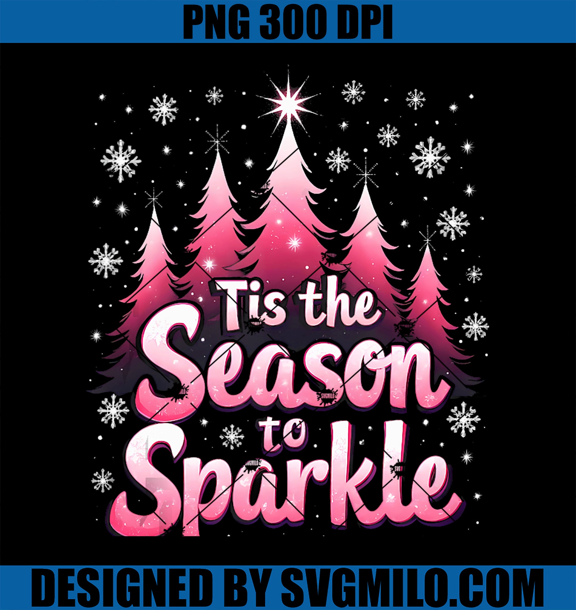 Tis The Season To Sparkle Girls Women Pink Christmas Tree PNG