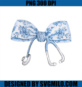 Toile Nurse Bow Blue Coquette Nurse Stethoscope Bow PNG