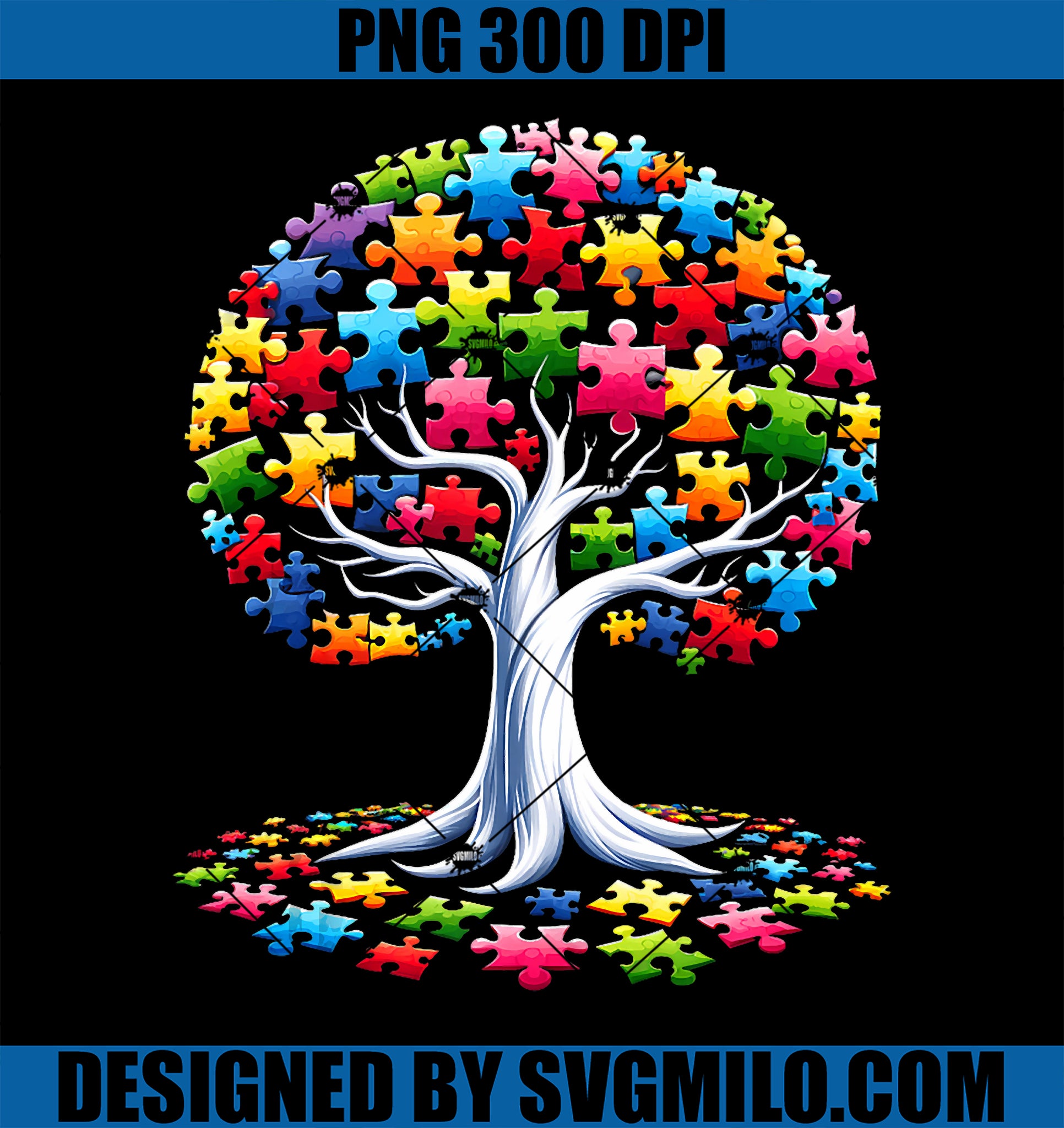 Tree Puzzle Autism Awareness Month PNG, Funny ASD Support PNG