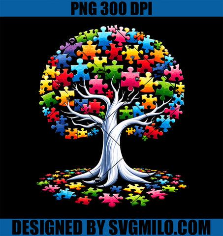 Tree Puzzle Autism Awareness Month PNG, Funny ASD Support PNG