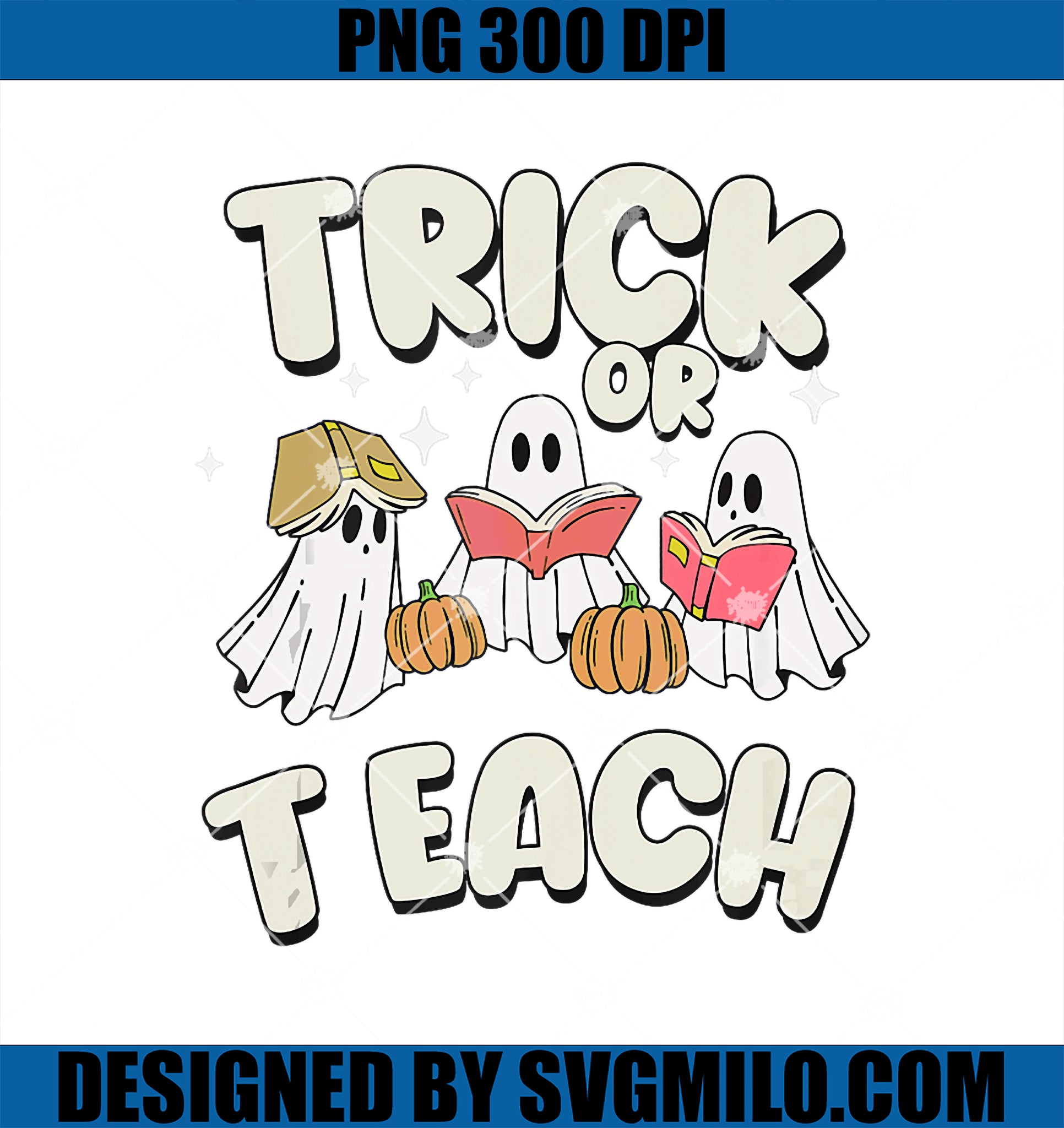 Trick Or Teach Halloween Ghost Teacher PNG, Groovy Floral Ghost PNG