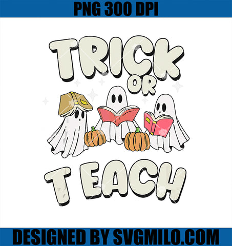 Trick Or Teach Halloween Ghost Teacher PNG, Groovy Floral Ghost PNG