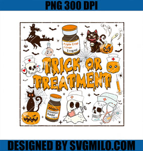 Trick Or Treatment Halloween Nurse Retro Vintage PNG