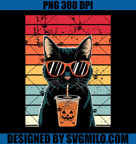 Trick or Treat Black Cat Hipster PNG, Funny Halloween Black Cat PNG