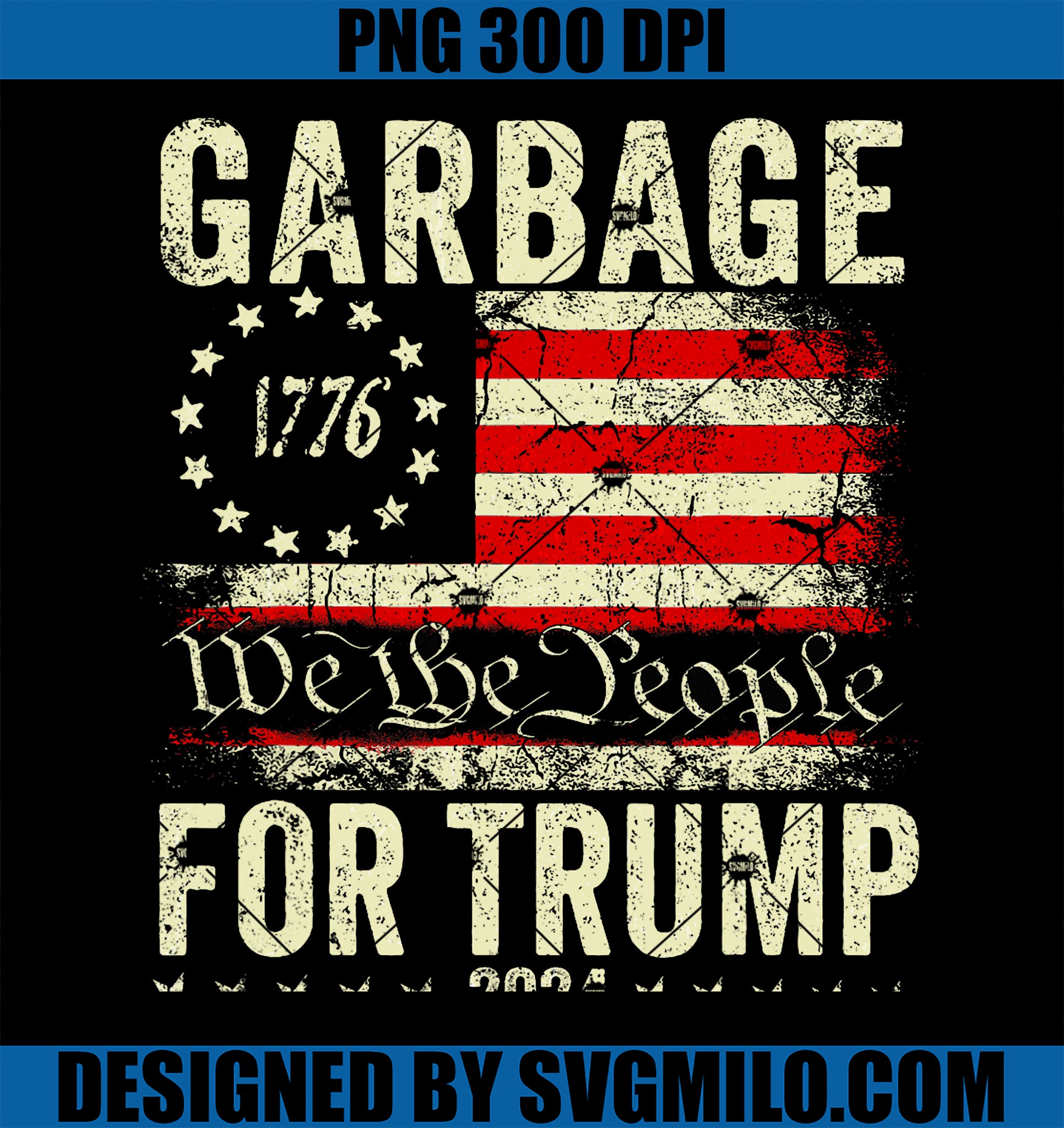 Trump 2024 Election Garbage PNG, Vote For Trump President US Flag PNG