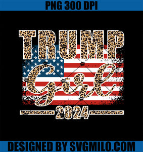 Trump Girl 2024 Leopard Print American Flag Women For Trump PNG