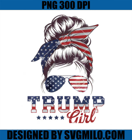 Trump Girl Messy Bun Sunglasses Trump 2024 PNG