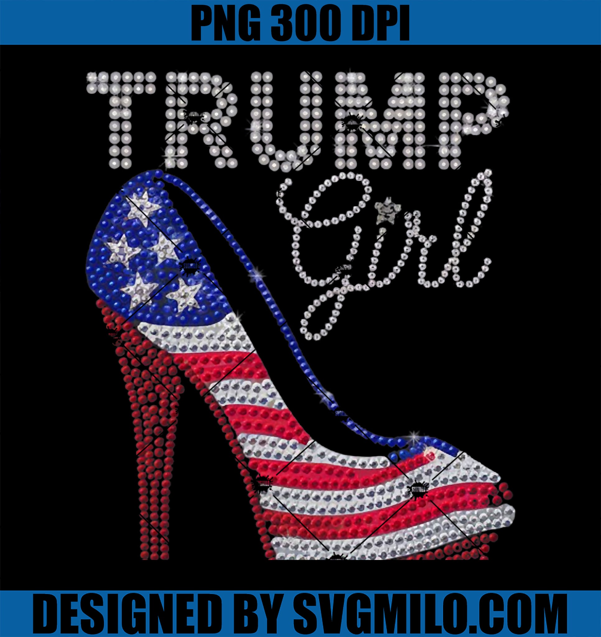 Trump Girl Stilettos High Heel American Flag Bling PNG