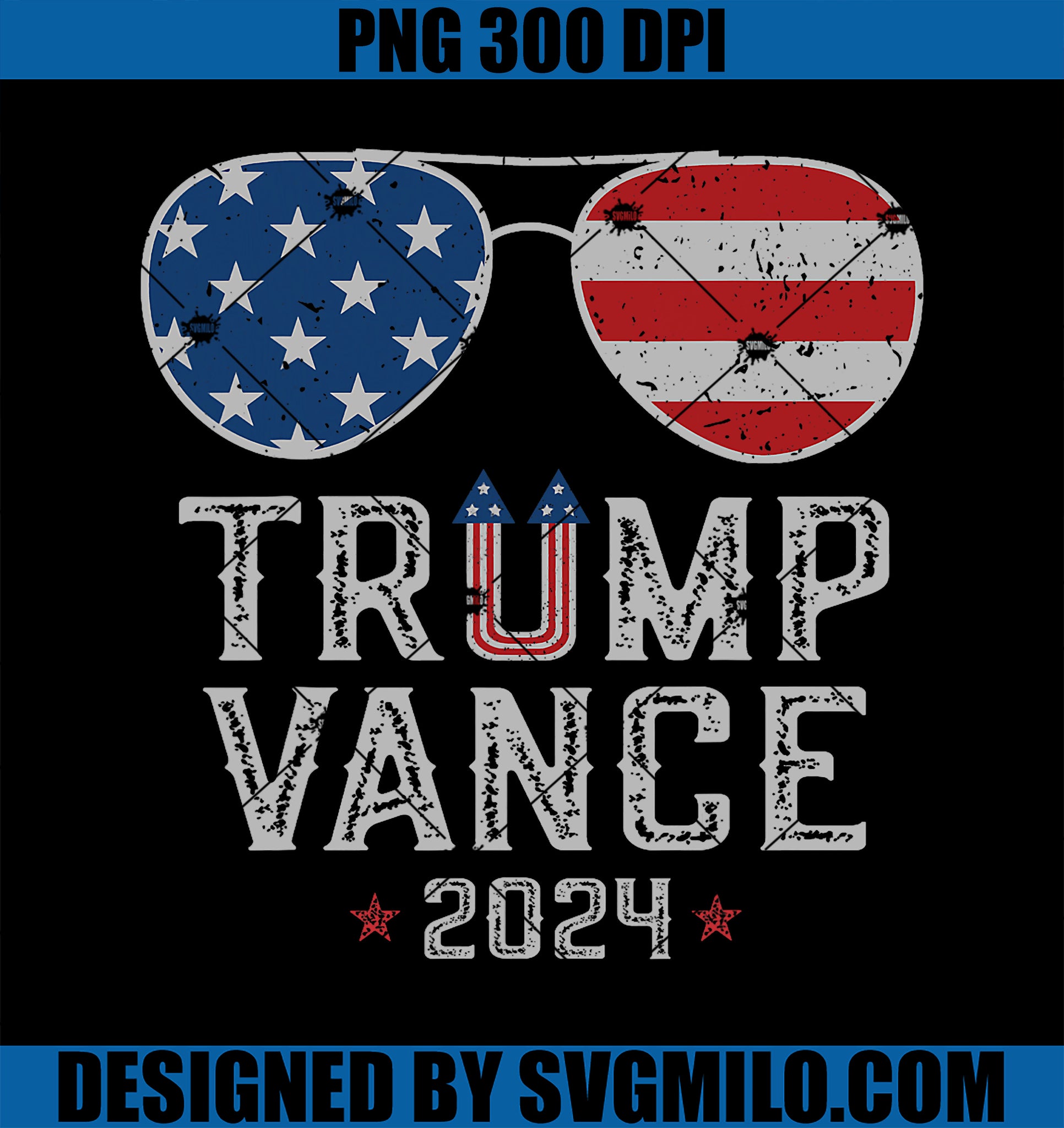 Trump JD Vance 2024 PNG, Retro Stripe and Star Trump Vance 2024 PNG