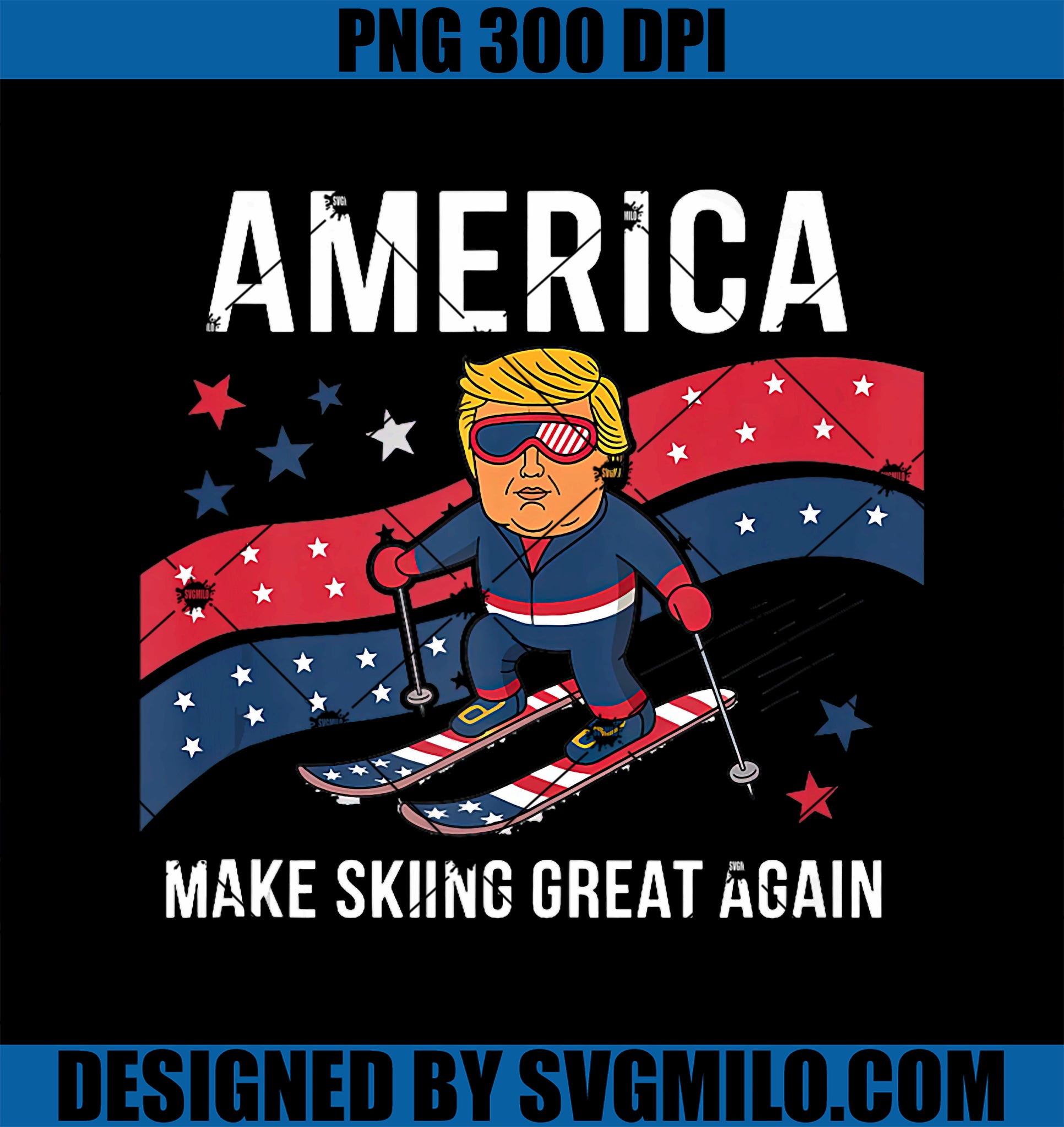 Trump Ski USA PNG, Christmas Make Skiing Great Again PNG