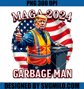 Trump Supporter Funny Garbage Man 2024 USA Election Humor Premium PNG