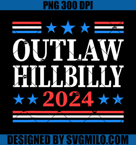 Trump Vance 2024 Outlaw Hillbilly US Flag Vintage PNG