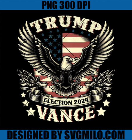 Trump Vance 2024 Vote Trump PNG, Retro USA Flag Eagle Patriotic PNG